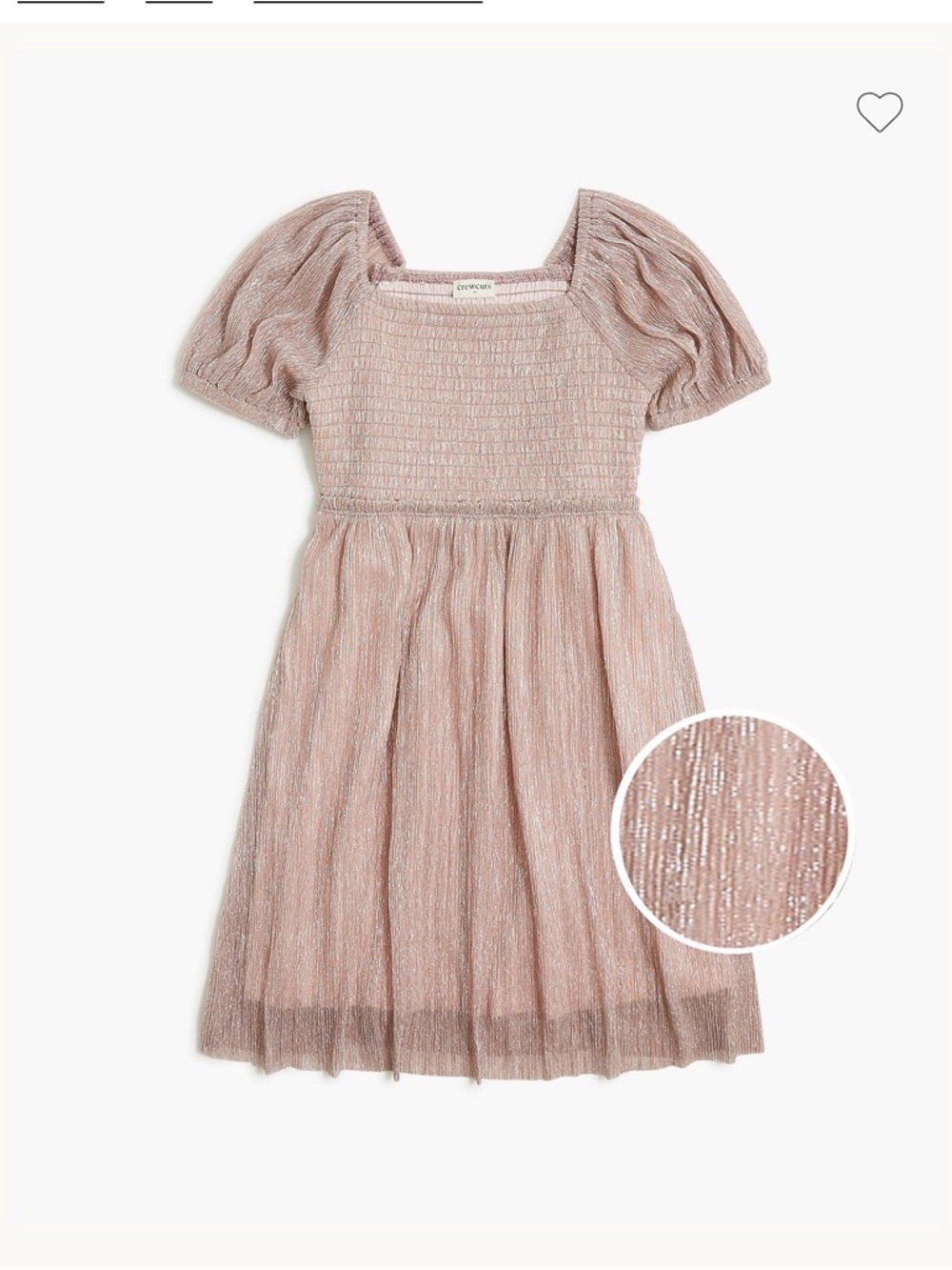 Crewcuts Girls Smocked Rose Gold Shimmer Dress Size 7